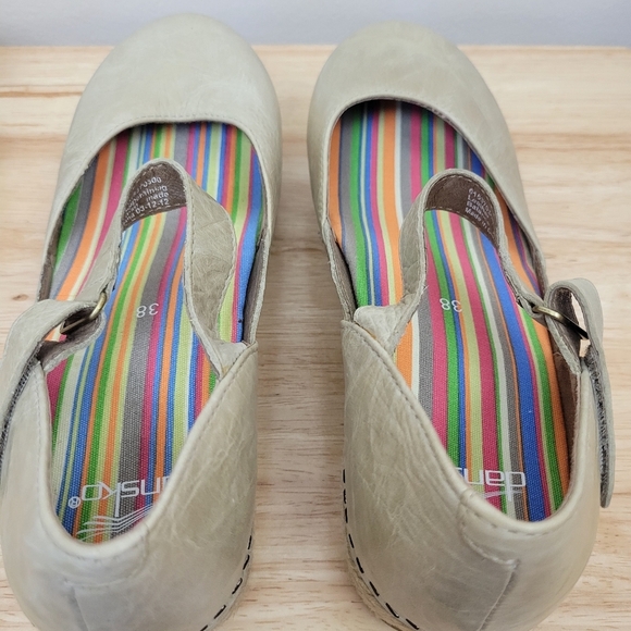 Dansko Sand Dollar Jute Mary Jane Leather Clog Size 7.5-8 Wedge Platform Comfort - Picture 11 of 15